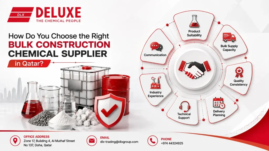 How to choose the right bulk construction chemical supplier in Qatar based on quality, supply, delivery, Technical support and support
